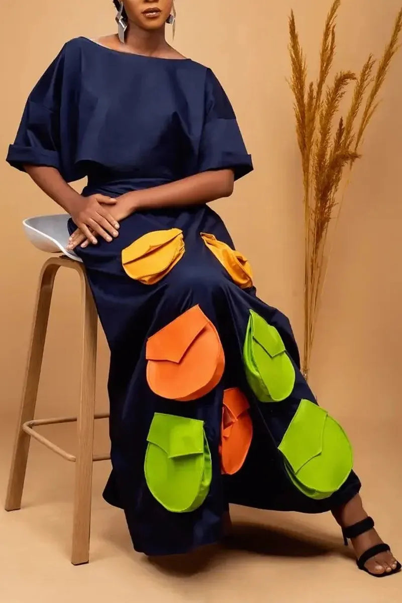 Women's Crop Top Or Maxi Skirt With Colorful Pocket Detail