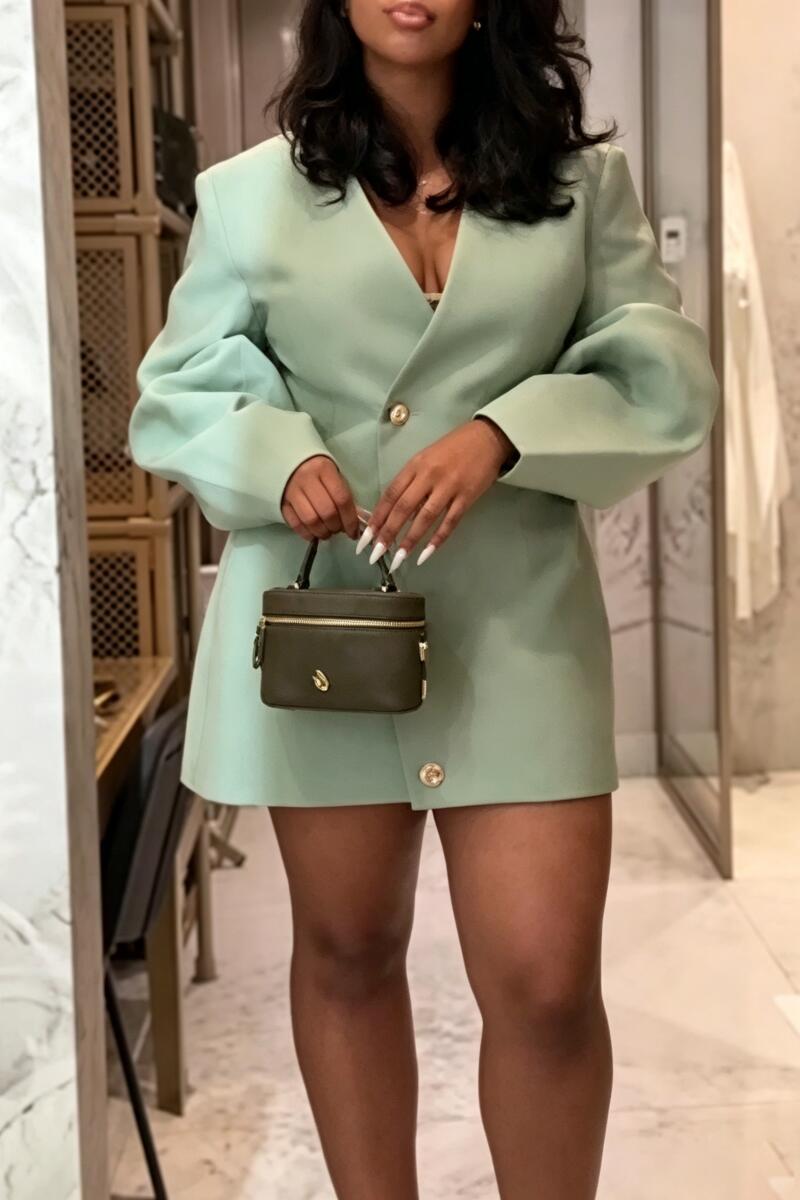 Women V-neck Buckle Style Commuting Formal Dress
