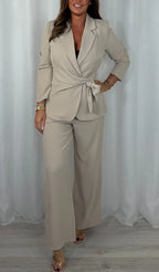 Womens Collared Jacket + Trousers Temperament Commuter Suit