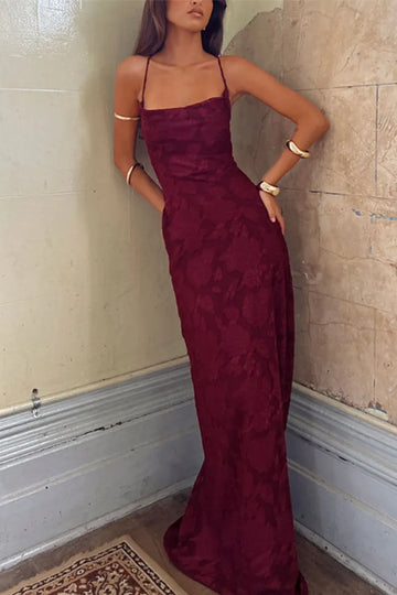 Women Strappy Floral Pattern Elegant and Temperament Long Dress