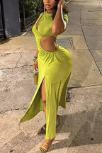 Women's Short Sleeve Ruched Maxi Dress with Bodycon Fit & Waist Cutouts