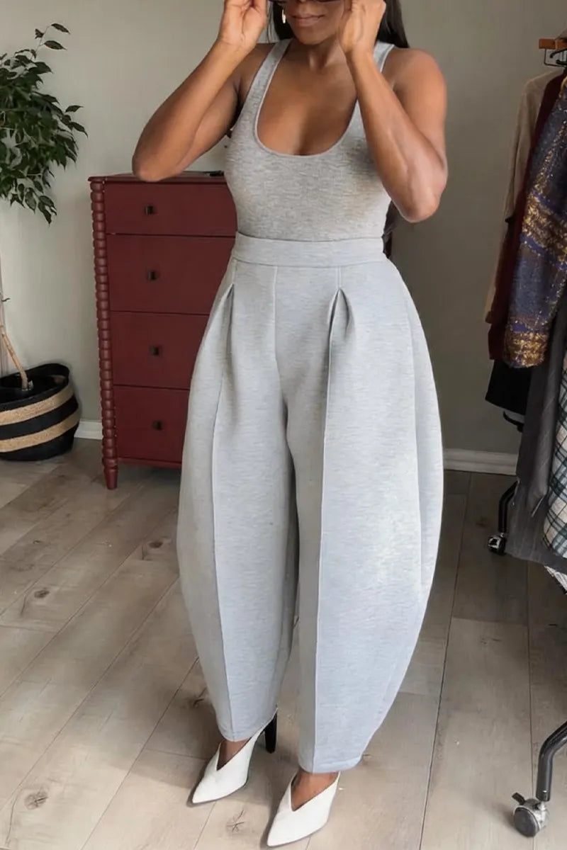Women's Casual Waist-Defined Batwing Top & Barrel Pants