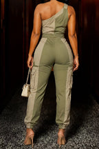 Women's Off Shoulder Tapered Leg Casual Jumpsuit