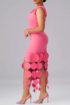 Women's Fashion Party Circle Fringe Trim Dress