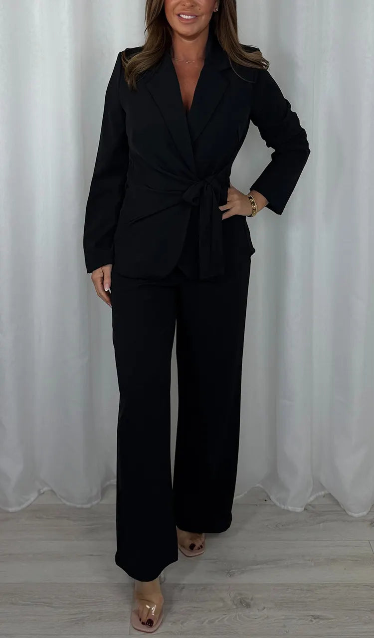 Womens Collared Jacket + Trousers Temperament Commuter Suit
