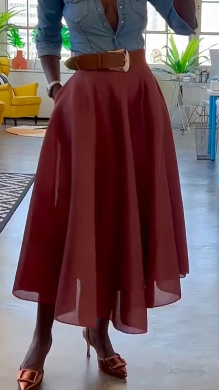 Womens Collar Shirt+ Half Skirt Casual Suit