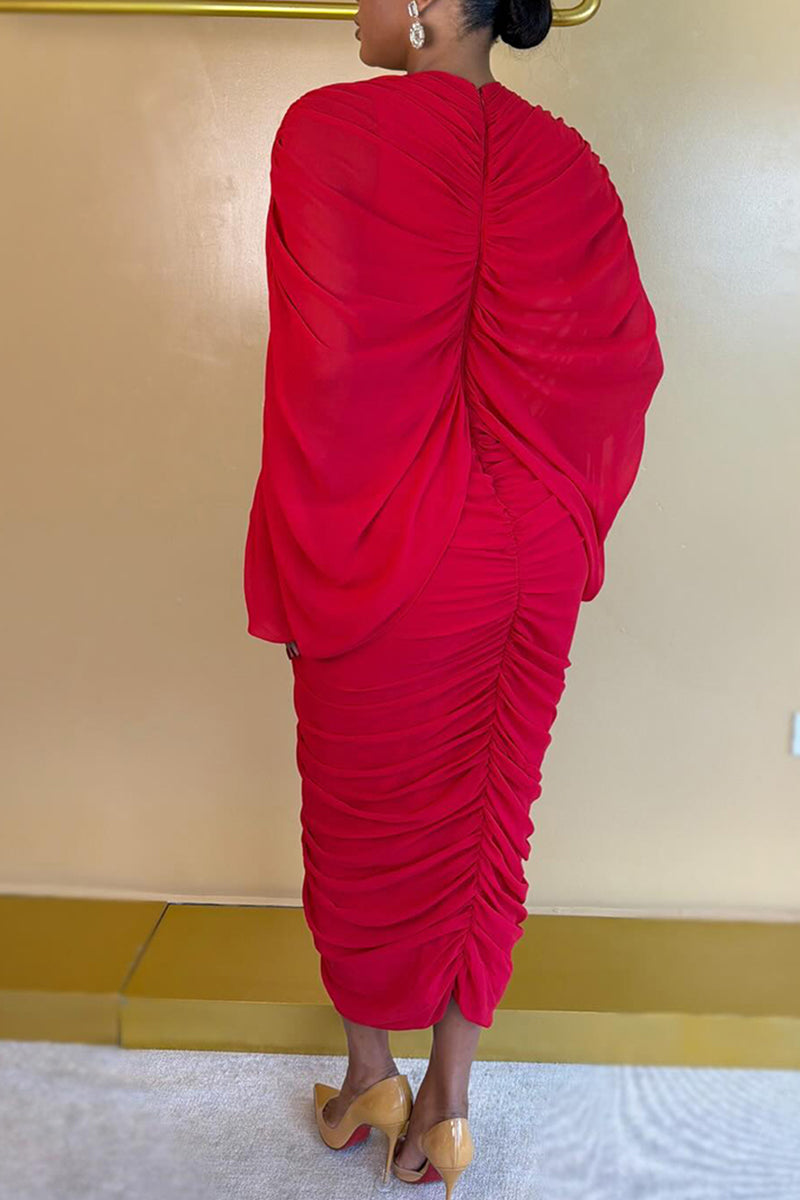Women's Elegant Party Cutout Pleated Midi Dress