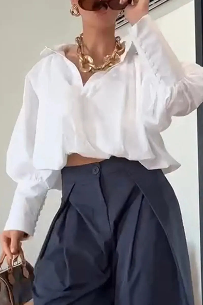 Women's Fashion Balloon Hem Blouse or Loose Pants