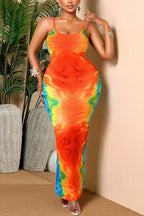 Women's Curvy Gradient Print Sleeveless Maxi Dress