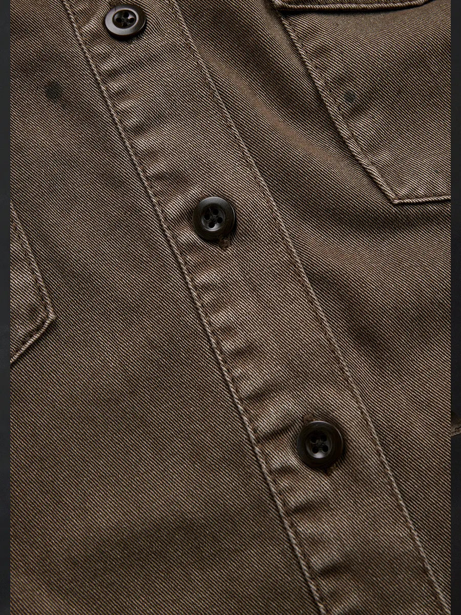 Vintage Washed Taupe Western Slim Fit Button-Down Shirt