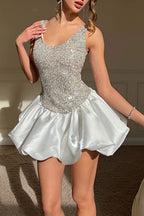 Women's Fashion Party Sequin Balloon Hem Cami Dress