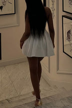 Women's Sweetheart Waist Halter Corset Dress With Puff Skirt