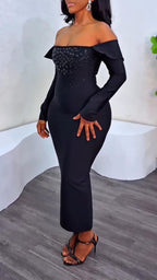 Women One Shoulder Diamond Tailored Elegant Temperament Dress