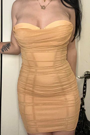 Women's Strapless Boning Bodycon Party Dress