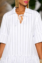 Women's Casual Stripe Balloon Hem Mini Dress