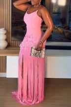 Women's Elegant Party Fringe Hem Bustier Dress