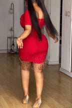 Women's Elegant Party Pleated Fringe Mini Dress