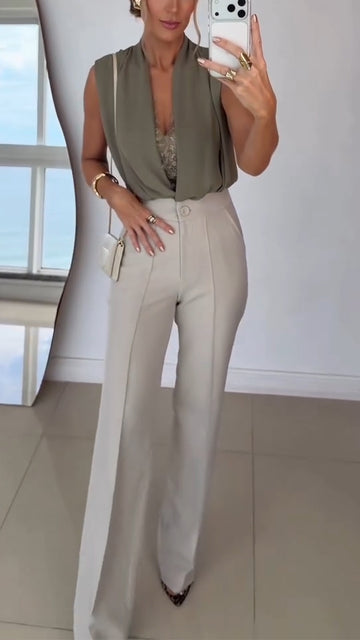 Women Tops + Pants Casual Suit with Temperament