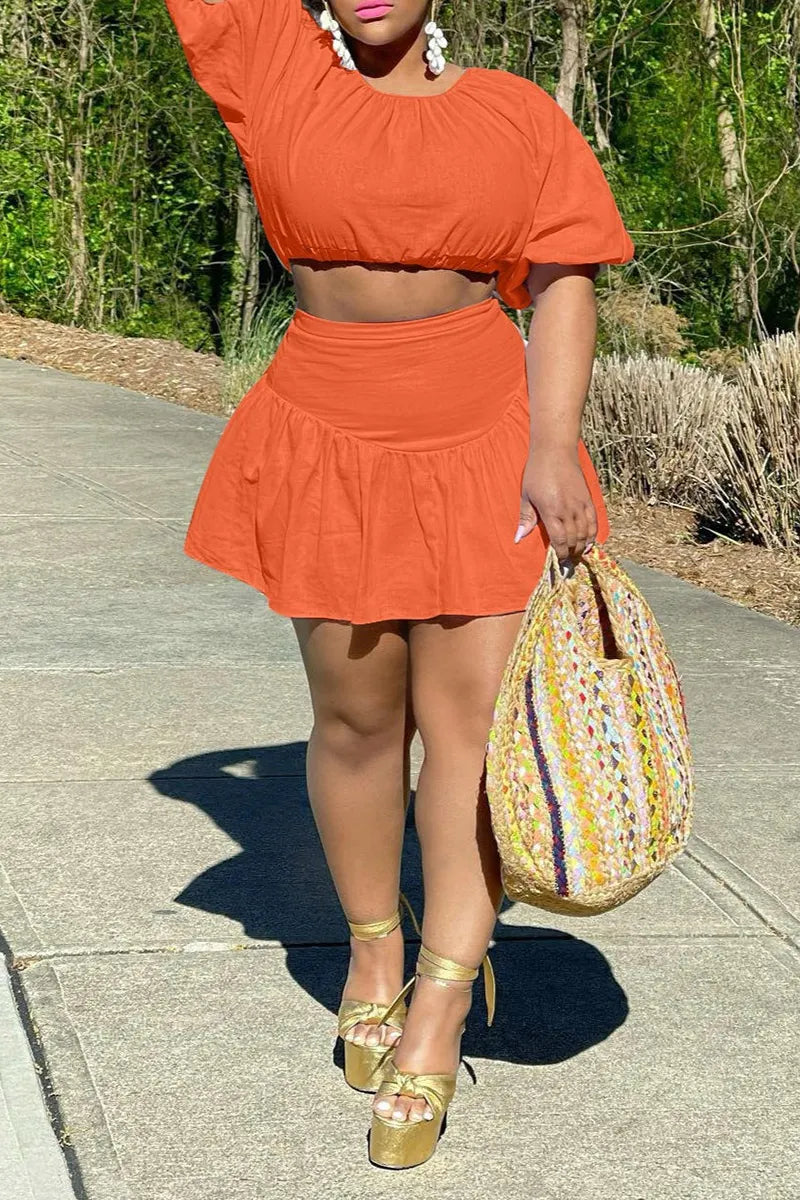 Women's Open Back Cropped Vacation Top Or Short Skirt
