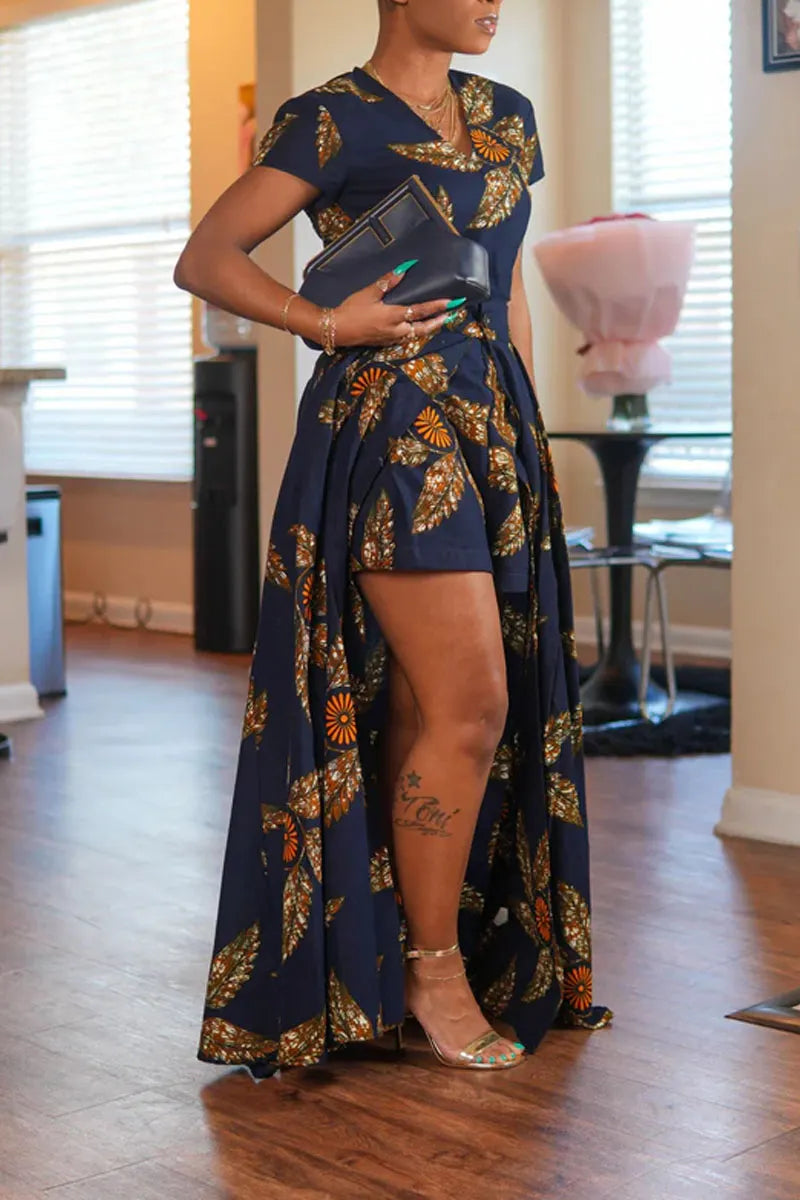 Women's Floral Ankara Print Romper Jumpsuits Or Maxi Wrap Skirt