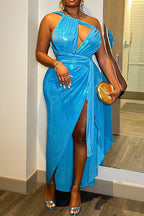 Women's Off Shoulder Party Dress With High Slit
