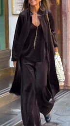 Women Solid Color Temperament Casual Three-Piece Set