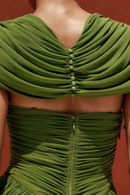 Women's Elegant Pleated Slim Fit Maxi Dress