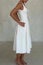Women's Elegant Pleated Hem Cami Dress