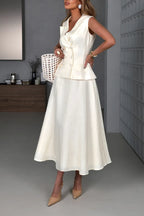 Women's Simple Commuter Lapel Vest Skirt Set