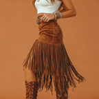 Women's Boho Fringe Skirt With Western Charm