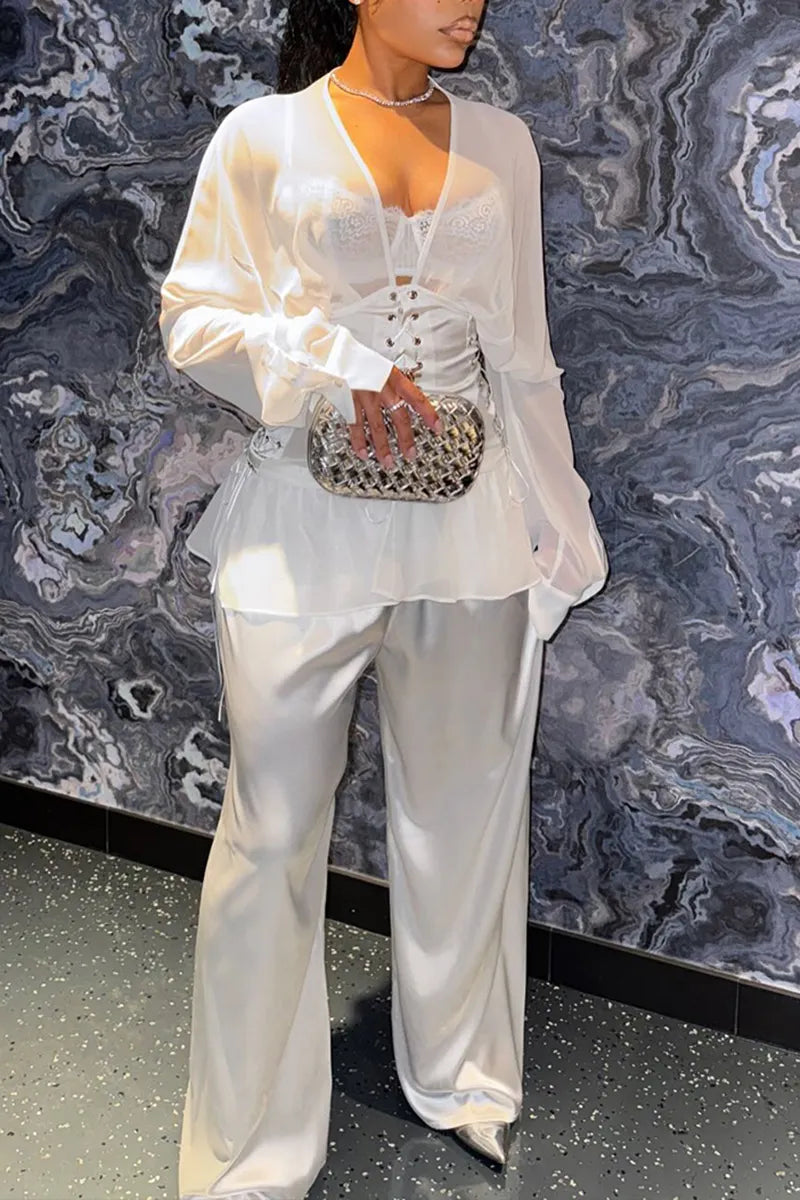 Women's Casual Tie Waist Blouse or Pants