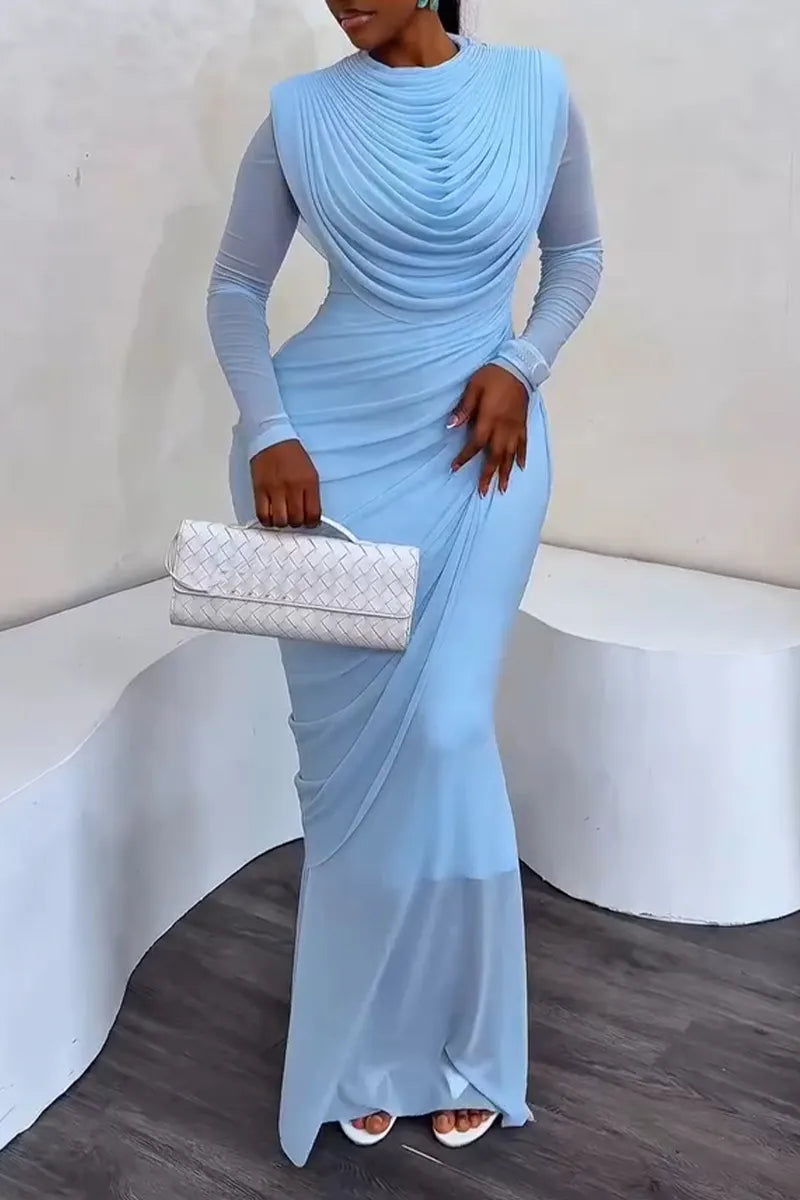 Women's Elegant Party Pleated Slim Fit Dress