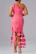 Women's Fashion Party Circle Fringe Trim Dress
