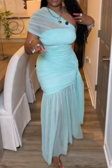 Women's Slim Fit Color Block Long Party Dress