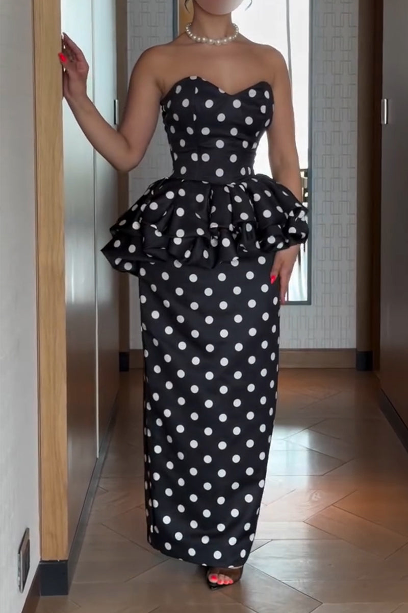 Women's Elegant Bustier Polka Dot Vest or Skirt