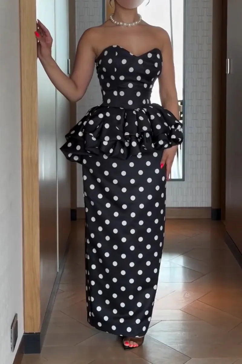 Women's Elegant Bustier Polka Dot Vest or Skirt