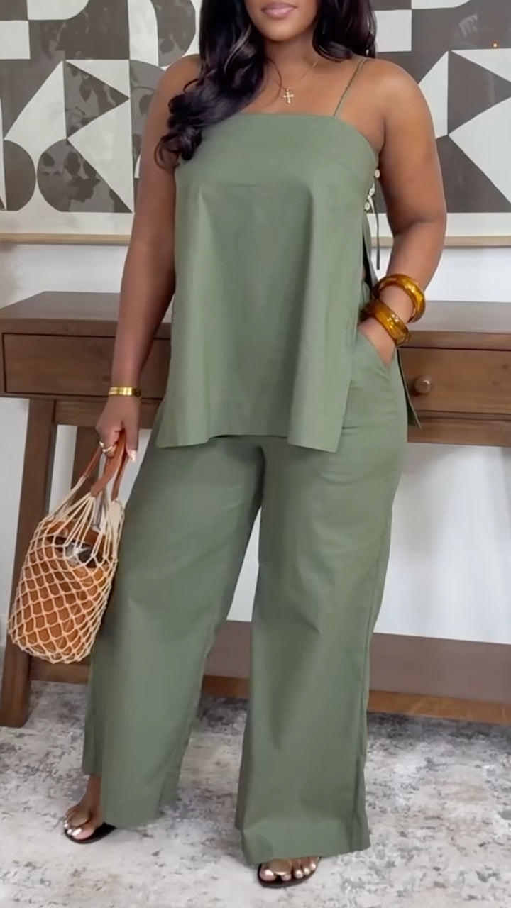 Women's Suspender Side-slit Casual Vacation Set