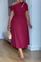 Women's Elegant One Shoulder A Line Hem Dress