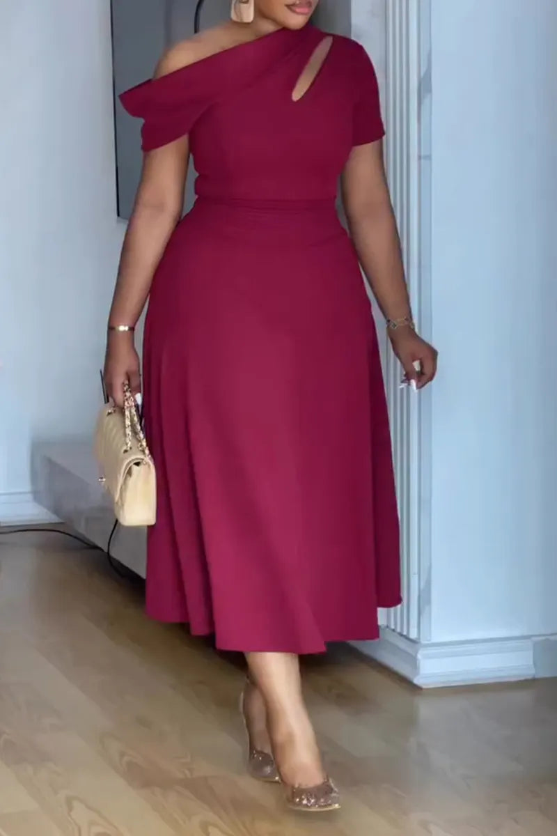 Women's Elegant One Shoulder A Line Hem Dress