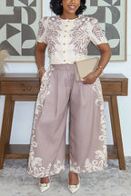 Women's Casual Floral Pattern Top & Wide Leg Pants