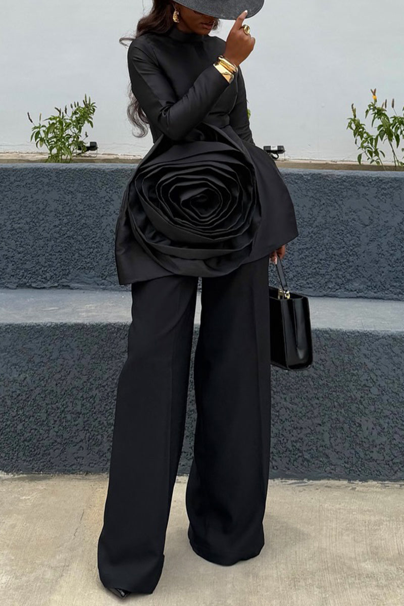 Women's Elegant 3D-Floral Trim Top or Pants