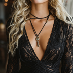 Elegant V-neck High Waist Lace Flared Long Sleeve Dress