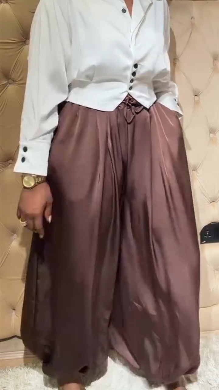 Womens Collar Shirt + Pants Casual Suit
