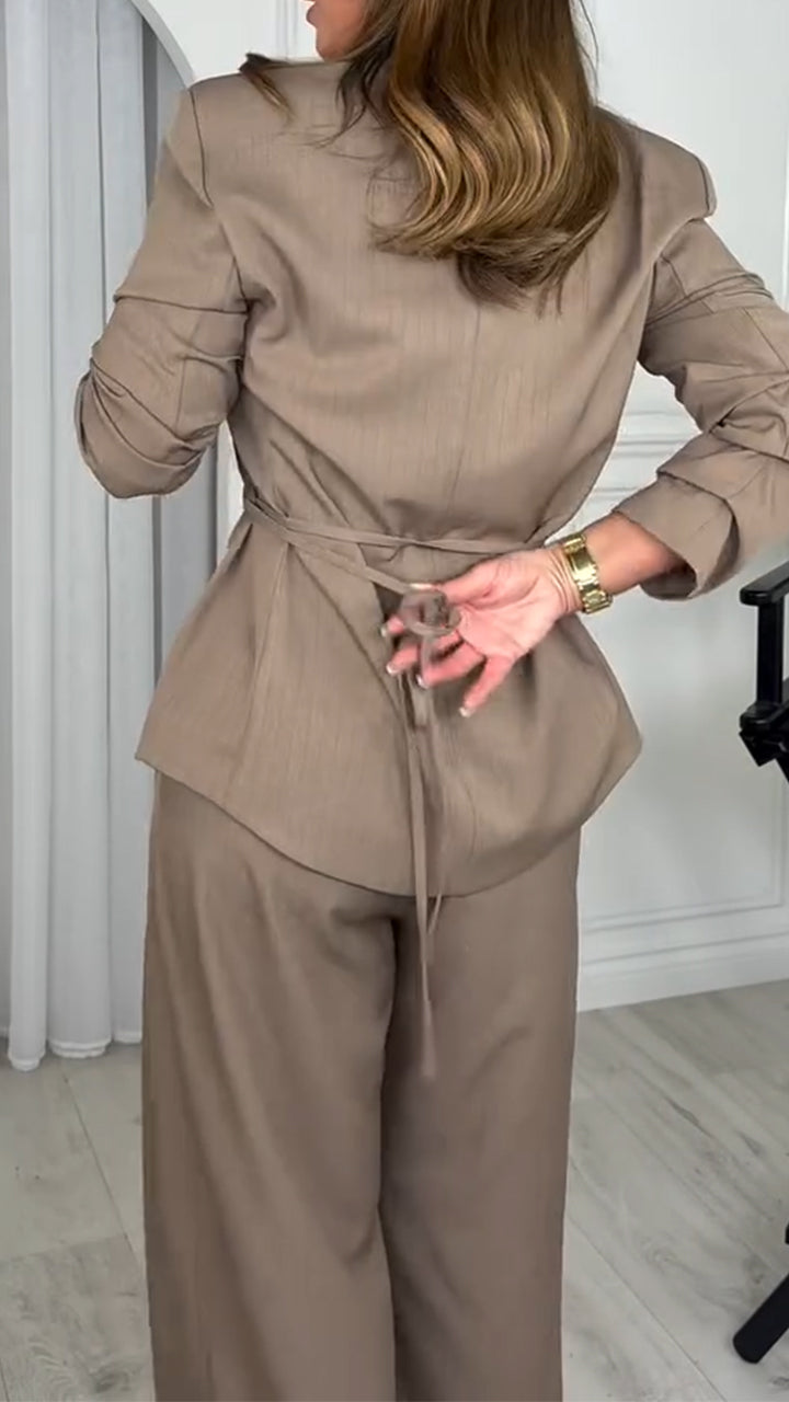 Womens Collar Jacket+ Pants Casual Suit