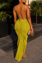 Women's Elegant Cross Strap Open Back Dress