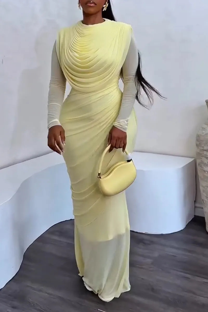 Women's Elegant Party Pleated Slim Fit Dress