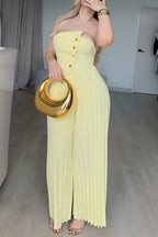 Women's Fashion Trim Wide Leg Bustier Jumpsuit