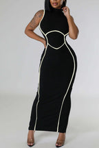 Women's Color Block Slim Fit Long Party Dress