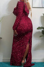 Women's Party Off Shoulder Sequin Maxi Dress