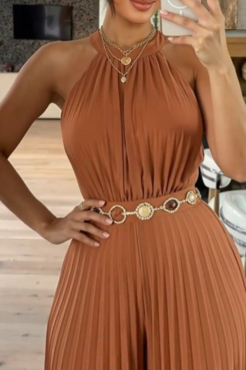 Women's Pleated Long Jumpsuit Commuter Style
